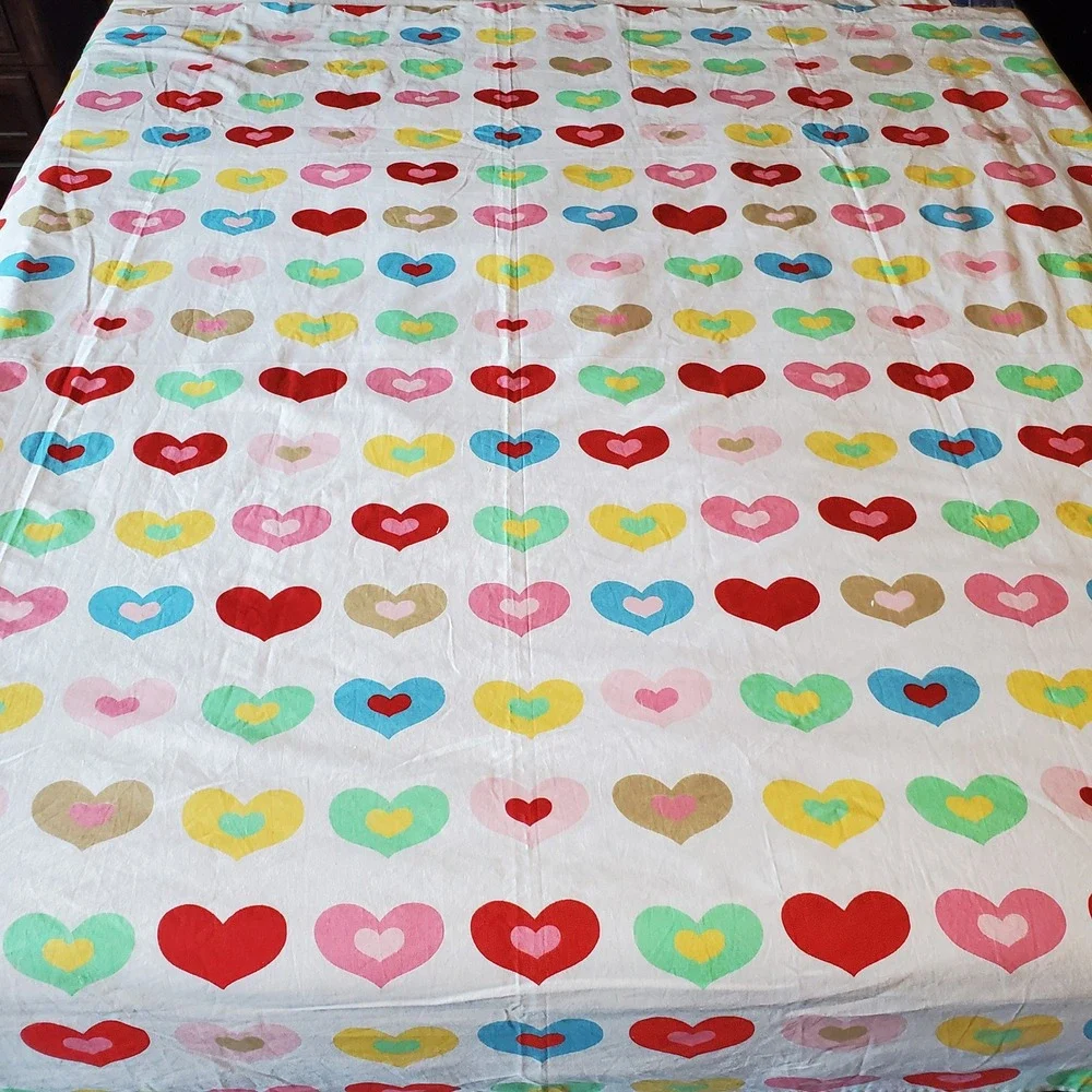Girls/ Kids Multi Color Heart Print 100% Cotton Shower Curtain 72x72 RN 17730